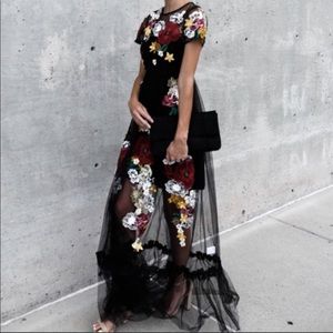 Vici Collection Embroidered Tulle Maxi Dress